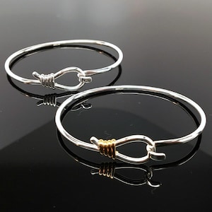 Sterling Silver Gold Vermeil Smooth Rope Bangle Charm Bracelet Mariner Gift New