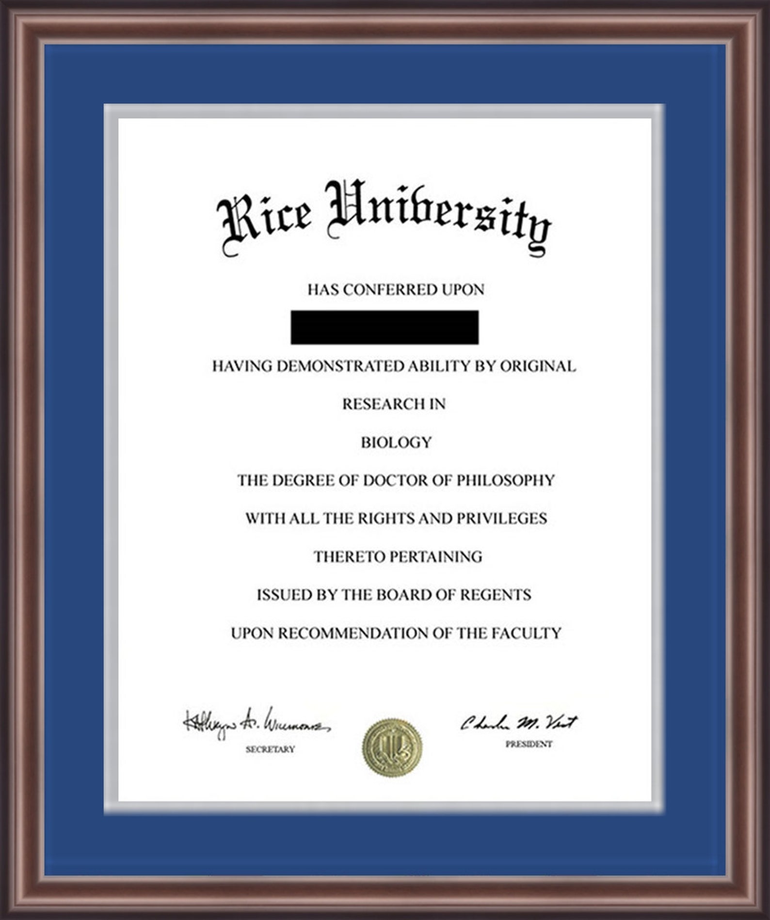 Rice University Diploma Frame Etsy