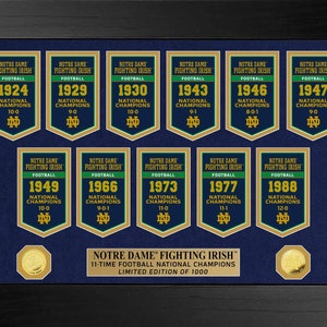 University Of Notre Dame Gold Coin Deluxe Banner Collection Framed 22x18