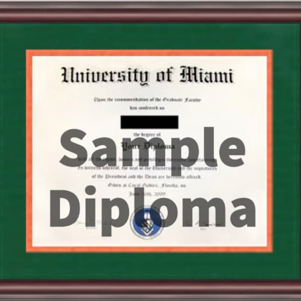 University of Miami Diploma Frame
