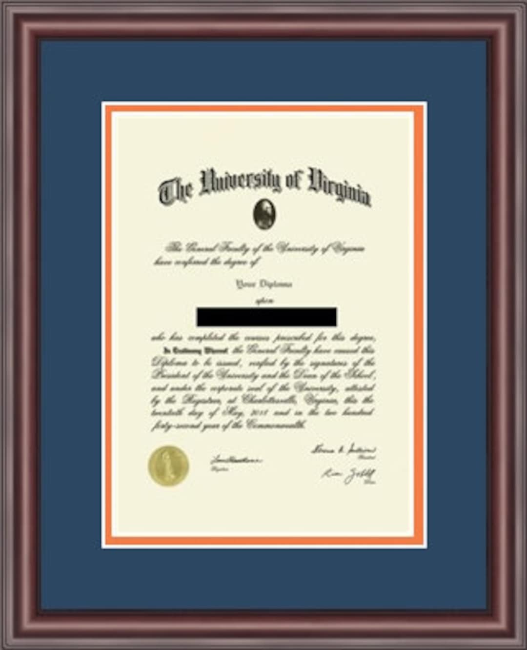 University of Virginia Diploma Frame Etsy