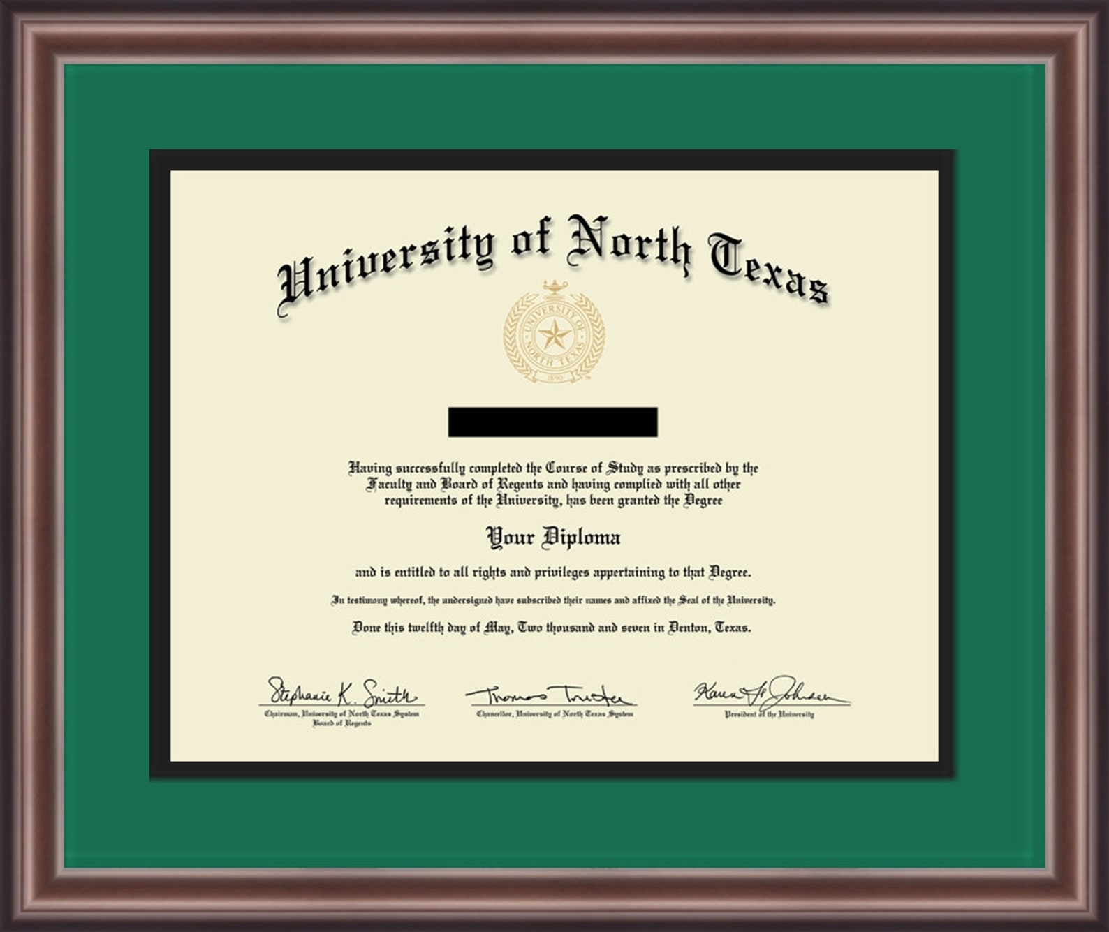 University Of North Texas Diploma Framed Etsy