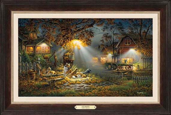 thumbnail image 2 of Terry Redlin Evening With Friends Deer Town Framed Print 28.5x22.5 Landscape 2 of 5