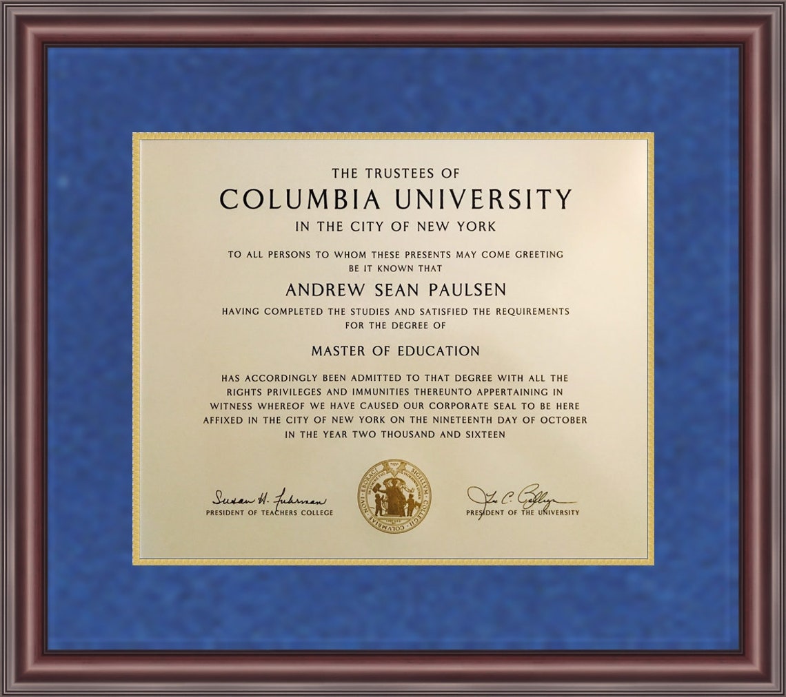Columbia University Diploma Frame Made in USA Etsy