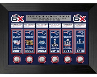 New England Patriots Champions Deluxe Banner Collection Photo Mint