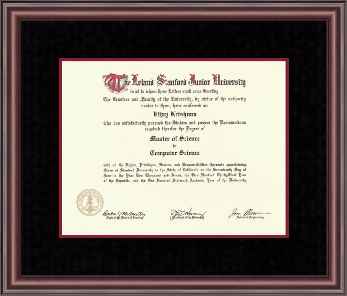 Stanford University Diploma Frame Custom Made Made in USA Etsy