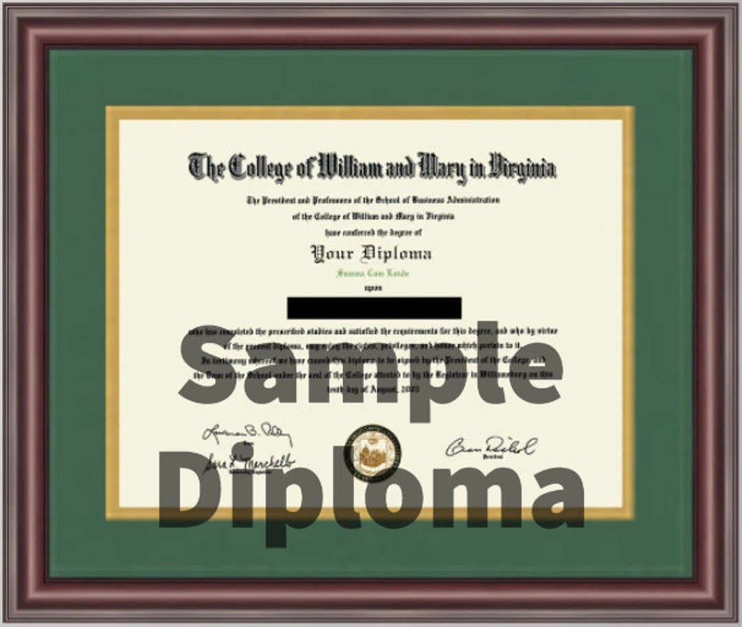 William and Mary Diploma Frame Etsy