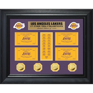 Los Angeles Lakers 17-Time Champions Gold Coin Deluxe Banner Collection