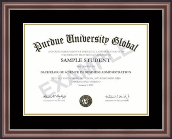 Purdue University Global Diploma Framed | Etsy