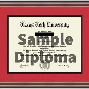 Texas Tech University Diploma Frame Document Size: 14&quot;w x 11&quot;h