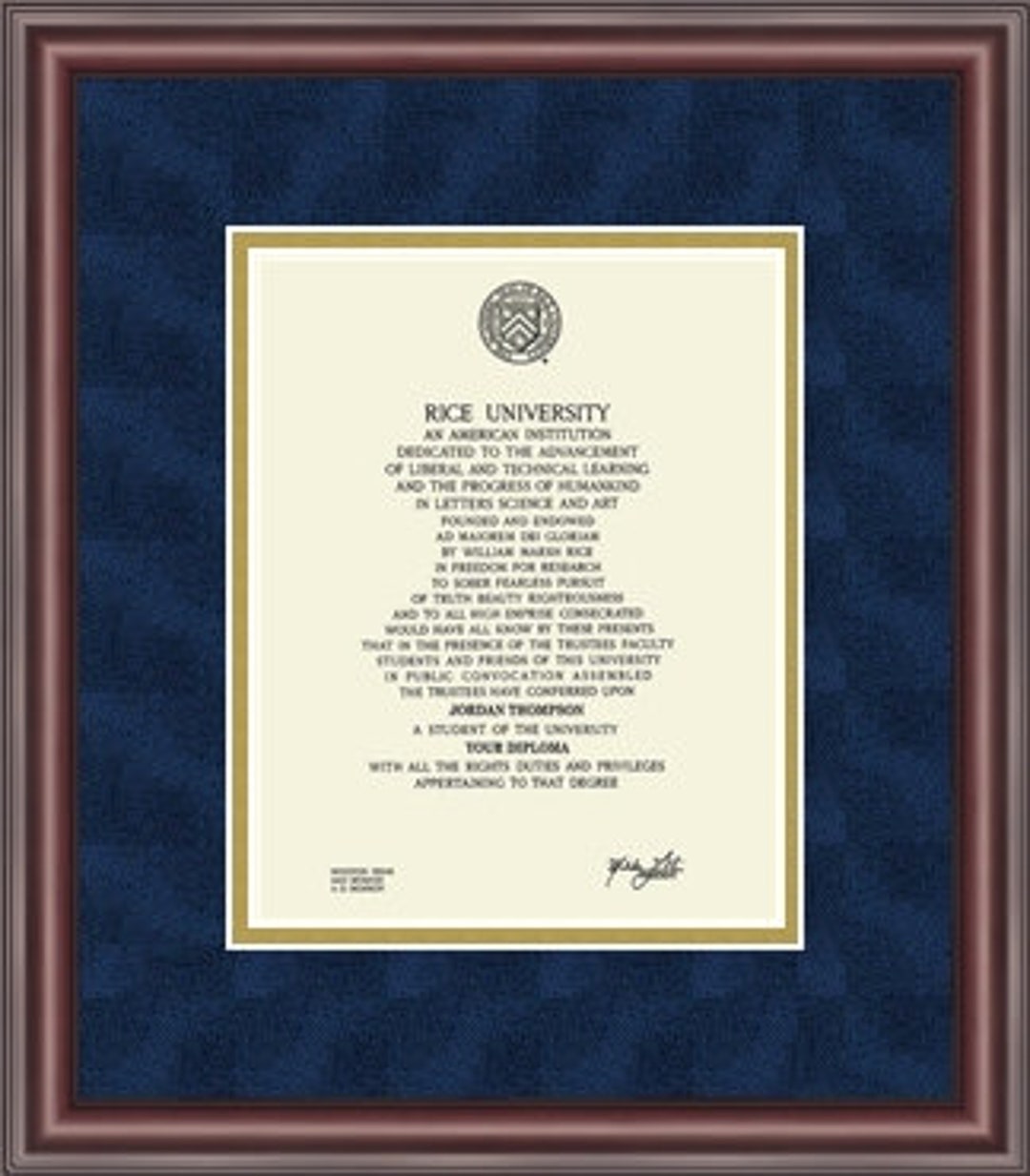 Rice University Diploma Frame - Etsy