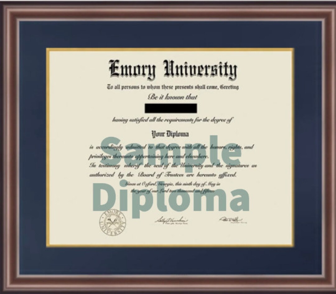 Emory University Diploma Frame Etsy