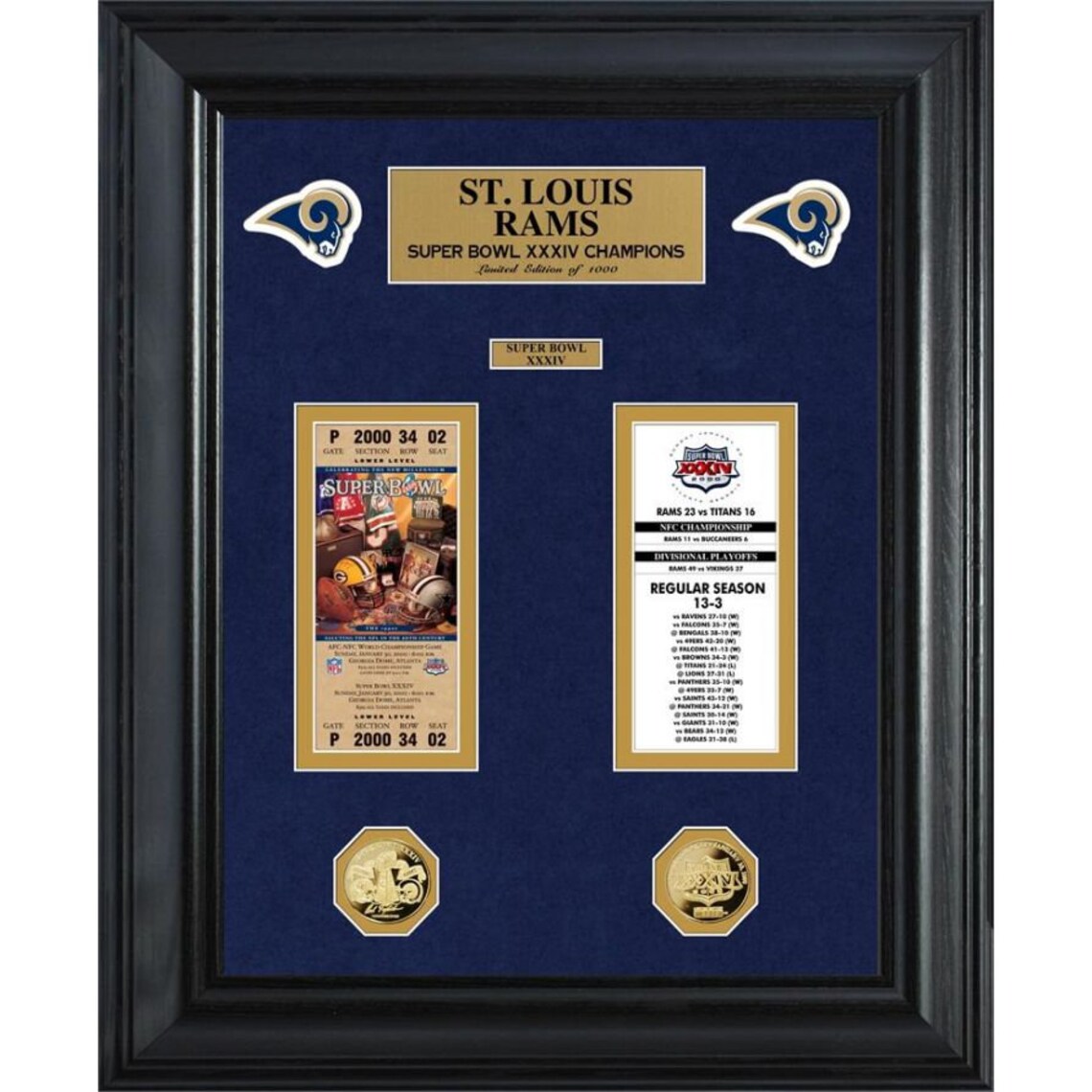St Louis Rams Super Bowl Ticket And Game Coin Collection St Louis Rams Super Bowl Ticket And Game Coin Collection
