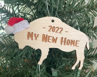 My New Home 2024 Buffalo Bison Wooden Engraved Ornament - First Christmas in New Home