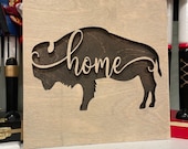 Buffalo Home 9" x 9" script wall piece - Script - Rustic Wooden Wall Decor