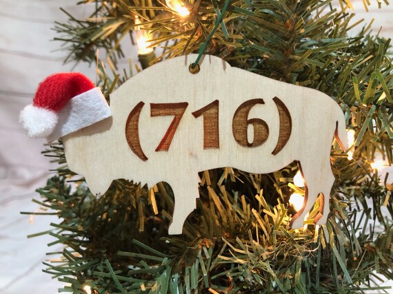 Buffalo Script Bison Wooden Engraved Ornament