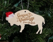 Seasons Greetings from Buffalo - Buffalo Bison Wooden Engraved Ornament