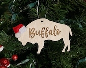 Buffalo Script Bison Wooden Engraved Ornament