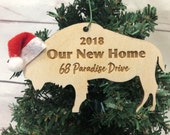 Our New Home Buffalo Bison Wooden Engraved Ornament Personalized