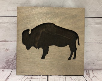 Buffalo Bison Rustic Wooden Wall Decor