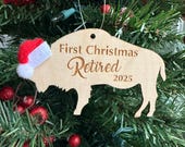 First Christmas Retired 2025 Buffalo Bison Wooden Engraved Ornament
