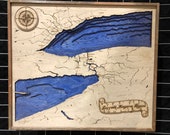 Wooden Lake Erie Lake Ontario Niagara Bathymetric Map