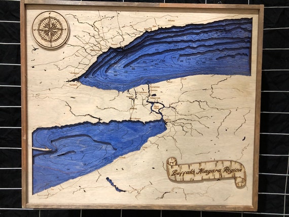 Wooden Lake Erie Lake Ontario Niagara Bathymetric Map