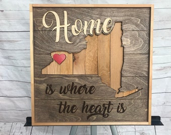 Rustic Art "Home is Where the Heart is"  Buffalo wall piece