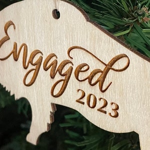 Engaged 2023 Buffalo Bison Wooden Engraved Ornament image 2