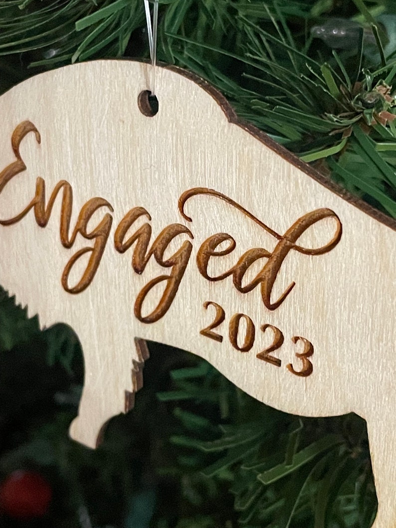 Engaged 2023 Buffalo Bison Wooden Engraved Ornament image 2