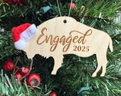 Engaged 2023 Buffalo Bison Wooden Engraved Ornament
