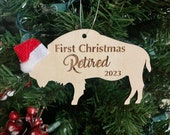 First Christmas Retired 2023 Buffalo Bison Wooden Engraved Ornament