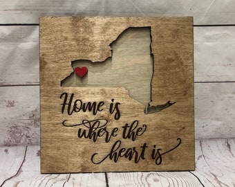Buffalo Home is Where the Heart is - Script - Rustic Wooden Wall Decor