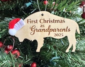First Christmas as Grandparents Buffalo Bison Wooden Engraved Ornament 2025