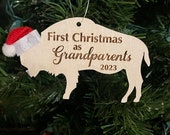 First Christmas as Grandparents Buffalo Bison Wooden Engraved Ornament 2023