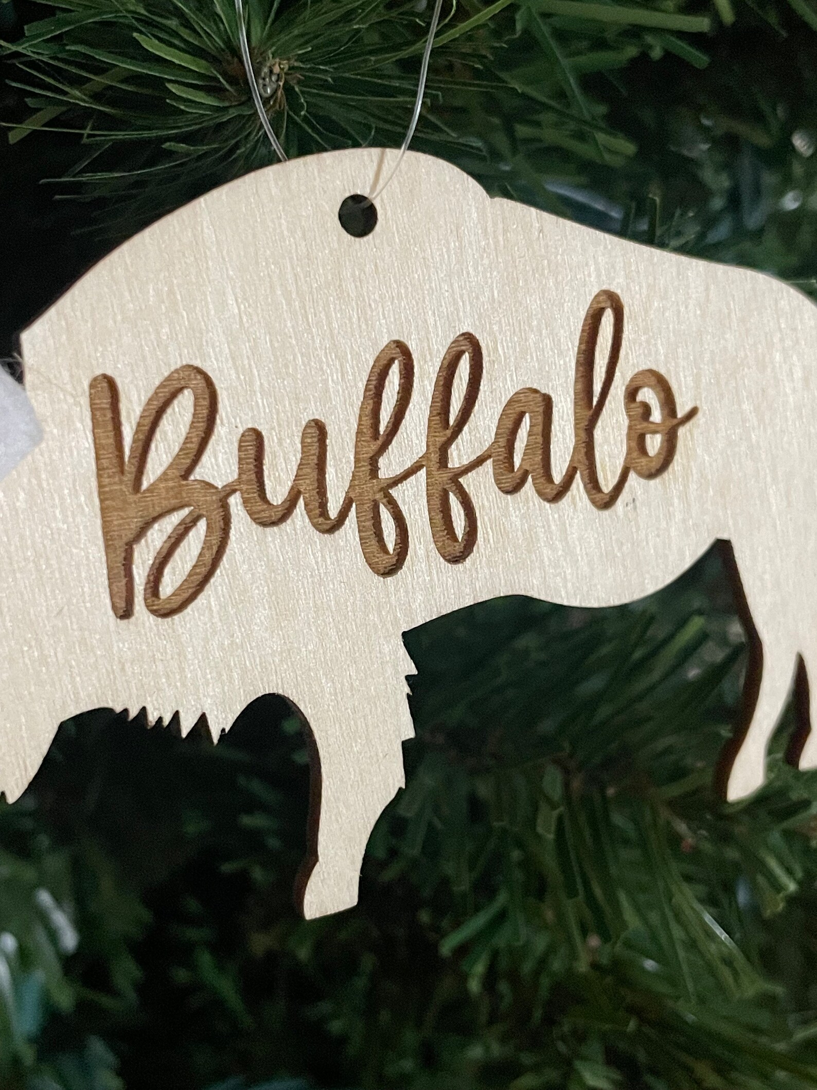 Buffalo Script Bison Wooden Engraved Ornament - Etsy