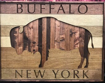 Large rustic Buffalo, New York wall art