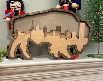 3D Skyline in Buffalo New York Rustic Wall Decor