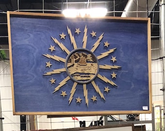 Buffalo Flag Rustic Wooden Wall Decor