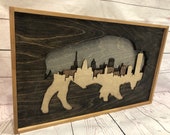 3D Skyline in Buffalo New York Rustic Wall Decor