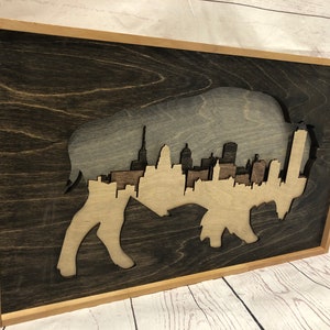 3D Skyline in Buffalo New York Rustic Wall Decor