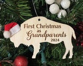 First Christmas as Grandparents Buffalo Bison Wooden Engraved Ornament 2024