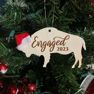 Engaged 2023 Buffalo Bison Wooden Engraved Ornament image 1