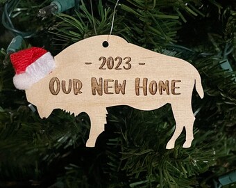 Our New Home 2023 Buffalo Bison Wooden Engraved Ornament