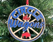 Buffalo Bills ornament - circle the wagons - playoffs - division champs - AFC champions - superbowl - wooden engraved laser cut