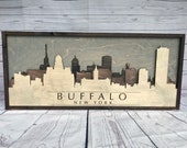 Rustic Buffalo, New York 3d Skyline (Wood)