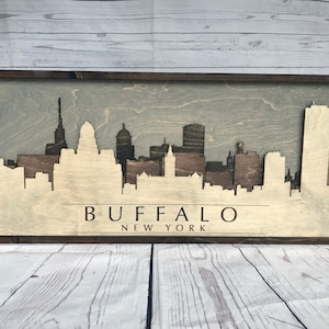 Rustic Buffalo, New York 3d Skyline (Wood)