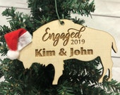 Engaged Buffalo Bison Wooden Ornament Personalized