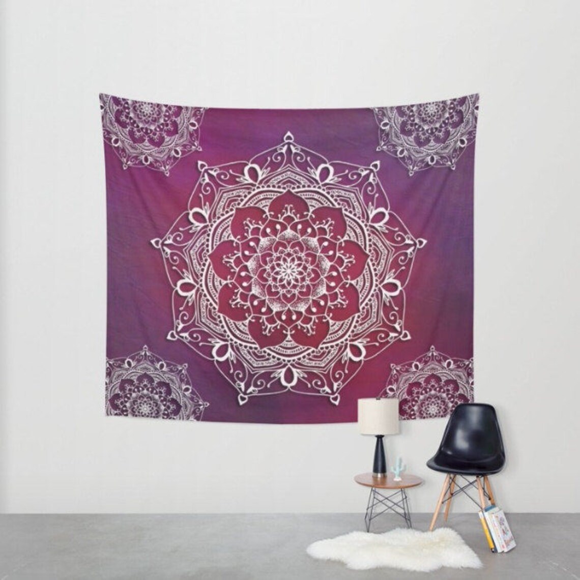 Mandala Tapestry Red Wall Hanging Zen Decor Boho Medallion Etsy