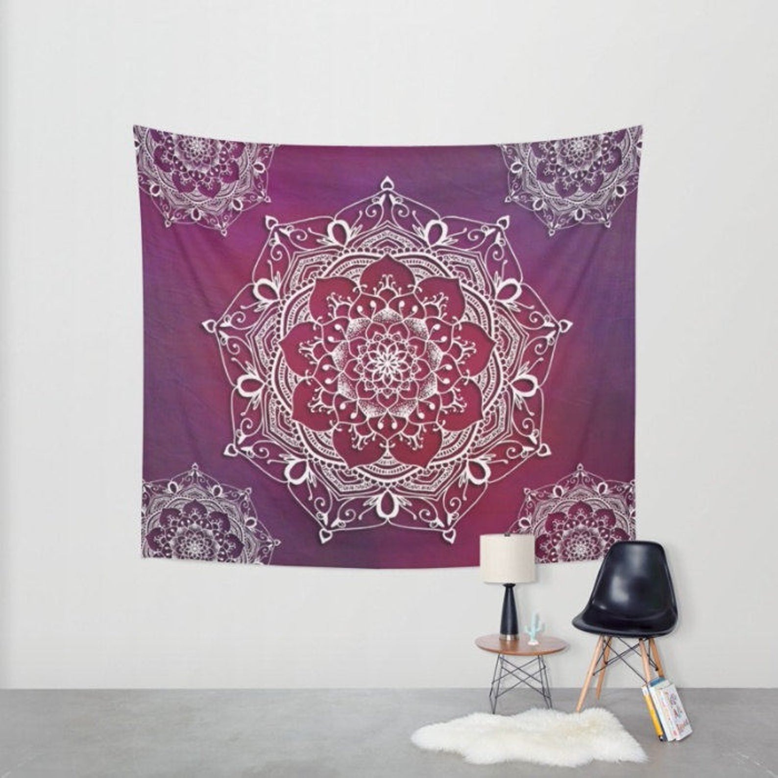 Mandala Tapestry Red Wall Hanging Zen Decor Boho Medallion Etsy